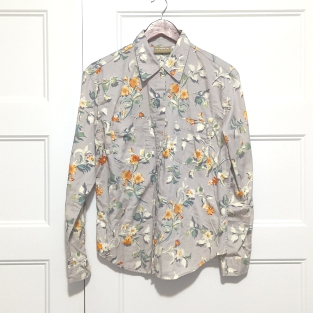 2/$30 Liz Claiborne Cotton Floral Button Down Shirt